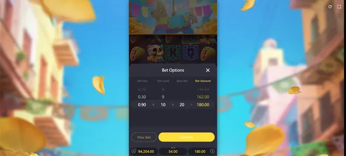 Pinata Wins paytable showing payouts for the game's symbols.
